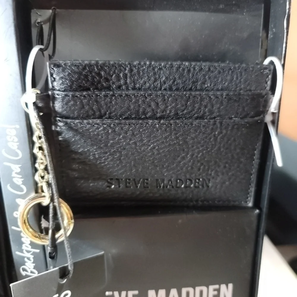 Steve Madden Black Backpack & Card Wallet Set New In‎ Box.